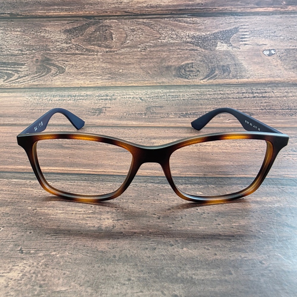 Ray-Ban RB 7047 5574 Matte Tortoise Navy‎ Blue Rectangular Eyeglasses 54-17 140